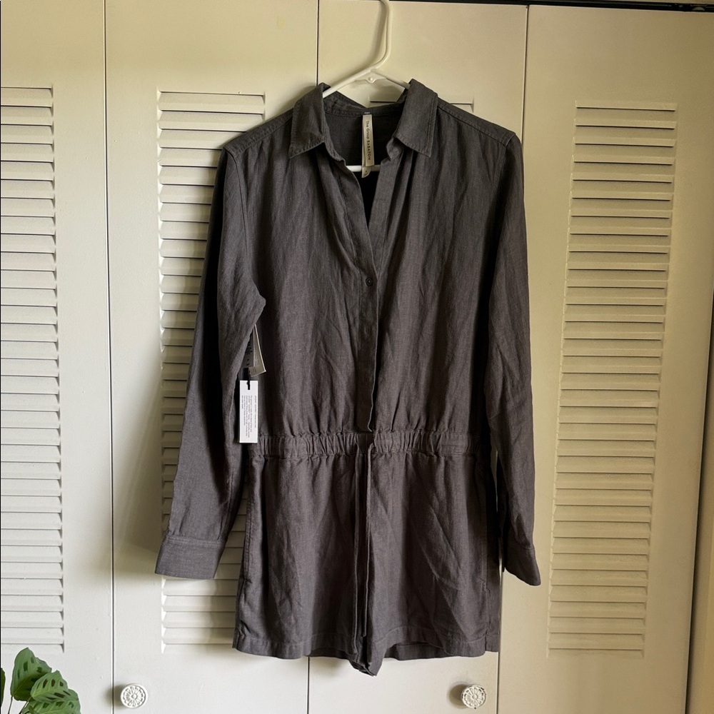 Babaton Charcoal Button-Front Long-Sleeve Romper Jacket